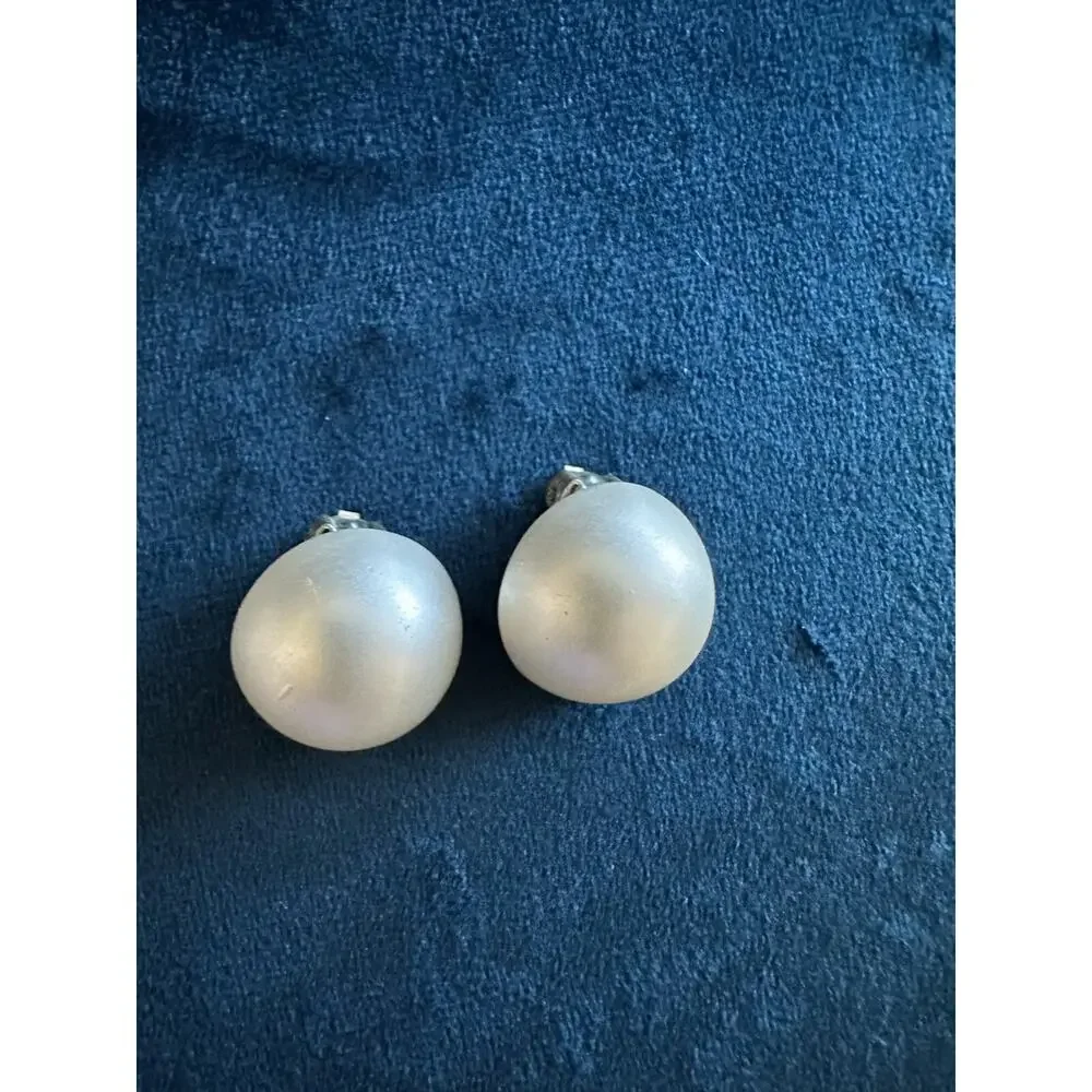 Vintage Sterling Silver Earrings, Faux Pearl Clip Back Earrings